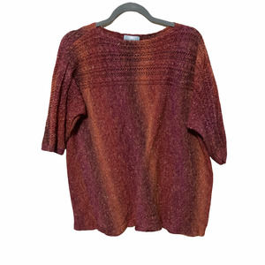 Catherines Womens Ombre Knit Acrylic Blend Short Sleeve Blouse Plus 1x 18/20